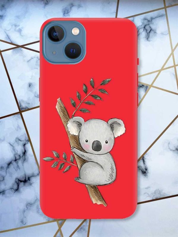 Матовий червоний чохол на Apple iPhone 13 Коала принт 132