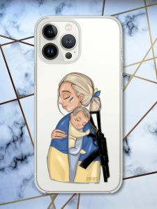 Чохол із захистом камери для iPhone 14 Pro Max патріотичний дизайн Захисниця принт 21