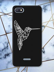 Матовий чорний чохол на Xiaomi Redmi 6A Колібрі принт 123