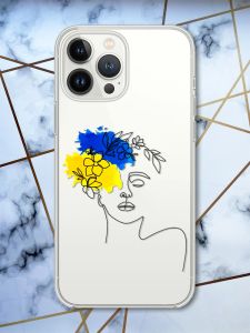 Чохол із захистом камери для iPhone 14 Pro Max патріотичний дизайн Українка Арт принт 3