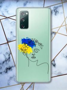Прозорий чохол на Samsung Galaxy S20 FE патріотичний дизайн Українка Арт принт 3