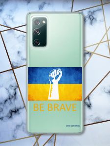 Прозорий чохол на Samsung Galaxy S20 FE патріотичний дизайн Мужність Україна принт 42