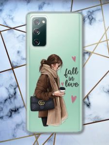 Прозорий чохол на Samsung Galaxy S20 FE Дівчина з кавою принт 112