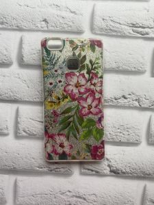 Силіконовий чохол з малюнком Huawei P9 lite Квіти на срібному