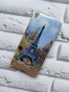 Силіконовий чохол з малюнком для Huawei P7 Вежа і будинок