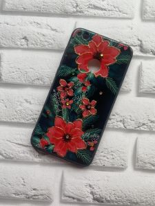 Силіконовий чохол з блискітками для Huawei P8 Lite 2017 / P9 Lite 2017 Квіти червоні