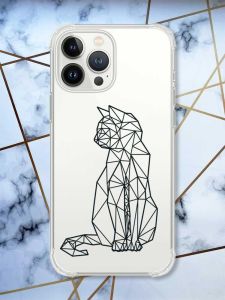 Прозорий чохол із потовщеними кутами на iPhone 14 Pro Max Котик принт 124