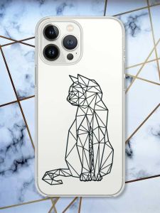 Прозорий чохол із захистом камери на iPhone 14 Pro Котик принт 124