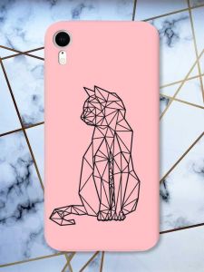 Матовий рожевий чохол на Apple iPhone XR Котик принт 124