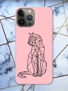 Матовий рожевий чохол на Apple iPhone 13 Pro Котик принт 124