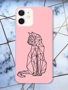 Матовий рожевий чохол на Apple iPhone 12 / 12 Pro (6.1) Котик принт 124