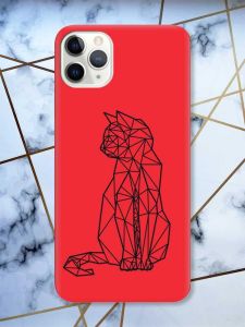 Матовий червоний чохол на iPhone 11 Pro Max (6.5) Котик принт 124