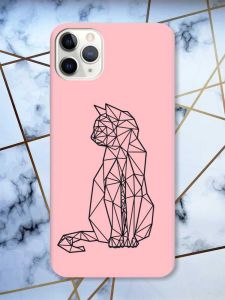 Матовий рожевий чохол на iPhone 11 Pro Max (6.5) Котик принт 124