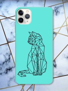 Матовий бірюзовий чохол на iPhone 11 Pro Max (6.5) Котик принт 124