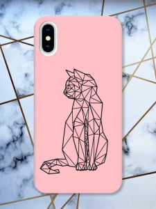 Матовий рожевий чохол на iPhone X / Xs Котик принт 124