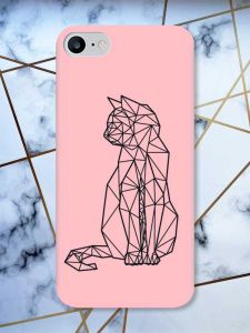 Матовий рожевий чохол на iPhone 7 / 8 Котик принт 124