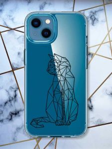 Прозорий чохол для iPhone 13 mini Котик принт 124