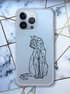 Прозорий чохол на Apple iPhone 13 Pro Котик принт 124