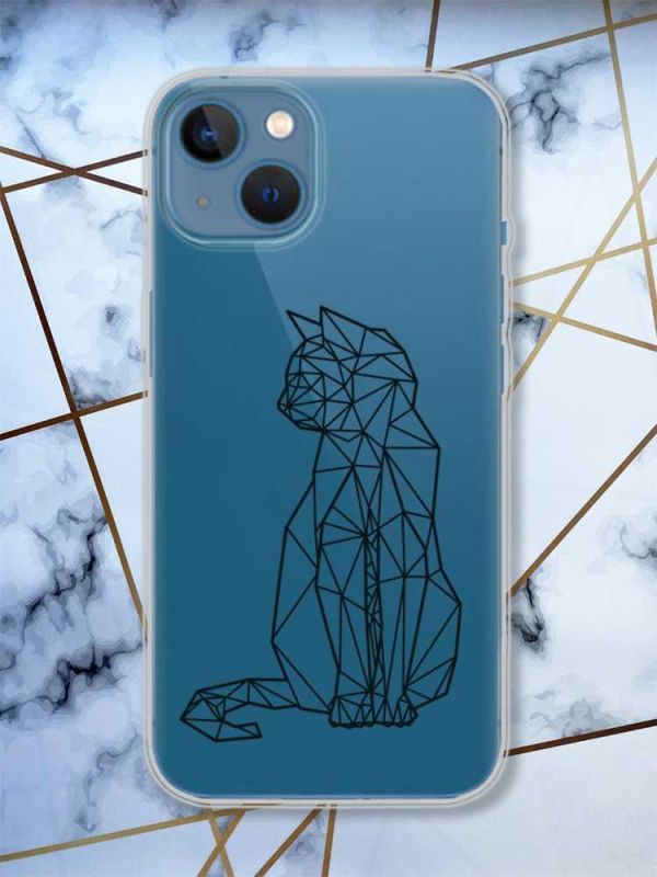 Прозорий чохол на Apple iPhone 13 Котик принт 124