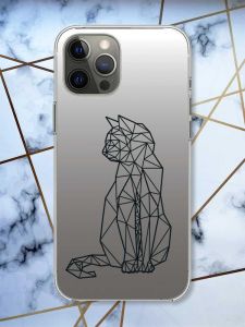 Прозорий чохол на iPhone 12 Pro Max Котик принт 124