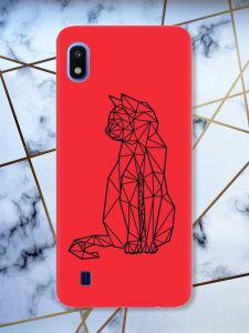 Матовий червоний чохол на Samsung Galaxy А10 (2019) А105 Котик принт 124