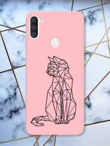 Матовий рожевий чохол на Samsung Galaxy A11 Котик принт 124