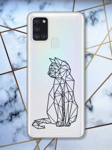 Прозорий чохол на Samsung Galaxy A21s Котик принт 124