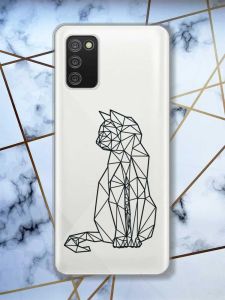 Прозорий чохол для Samsung Galaxy A02s  Котик принт 124