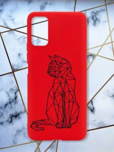 Матовий червоний чохол на Xiaomi Redmi Note 11 4G Котик принт 124