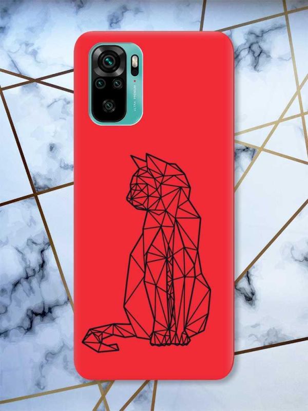 Матовий червоний чохол на Xiaomi Redmi Note 10 / Note 10s Котик принт 124