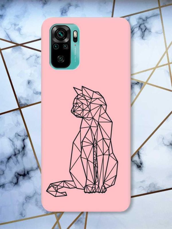Матовий рожевий чохол на Xiaomi Redmi Note 10 / Note 10s Котик принт 124