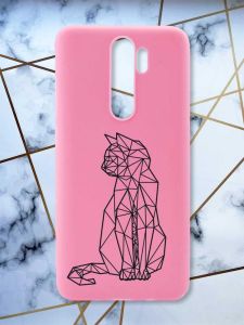 Матовий рожевий чохол на Xiaomi Redmi Note 8 Pro Котик принт 124