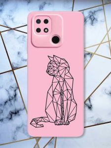Матовий рожевий чохол на Xiaomi Redmi 10C Котик принт 124
