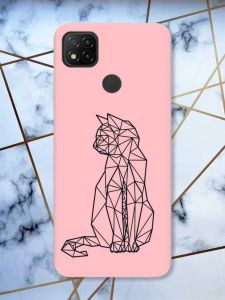 Матовий рожевий чохол на Xiaomi Redmi 9C / 10A Котик принт 124