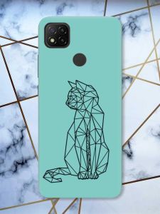 Матовий бірюзовий чохол на Xiaomi Redmi 9C / 10A Котик принт 124