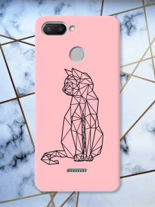 Матовий рожевий чохол на Xiaomi Redmi 6 Котик принт 124