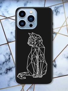 Матовий чорний чохол на Apple iPhone 13 Pro Max Котик принт 125