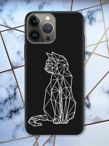Матовий чорний чохол на Apple iPhone 13 Pro Котик принт 125
