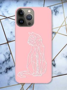 Матовий рожевий чохол на Apple iPhone 13 Pro Котик принт 125