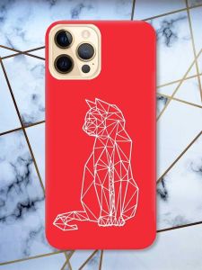 Матовий червоний чохол на Apple iPhone 12 Pro Max Котик принт 125