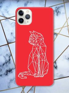 Матовий червоний чохол на iPhone 11 Pro Max (6.5) Котик принт 125