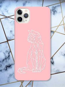 Матовий рожевий чохол на iPhone 11 Pro Max (6.5) Котик принт 125