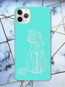 Матовий бірюзовий чохол на iPhone 11 Pro Max (6.5) Котик принт 125