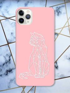 Матовий рожевий чохол на iPhone 11 Pro (5.8) Котик принт 125