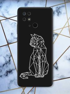 Матовий чорний чохол на Xiaomi Redmi 10C Котик принт 125
