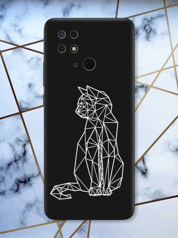 Матовий чорний чохол на Xiaomi Redmi 10C Котик принт 125