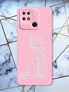 Матовий рожевий чохол на Xiaomi Redmi 10C Котик принт 125
