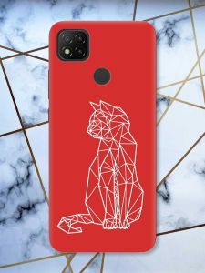 Матовий червоний чохол на Xiaomi Redmi 9C/10A :: Котик (принт 125)