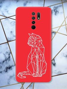 Матовий червоний чохол на Xiaomi Redmi 9 Котик принт 125