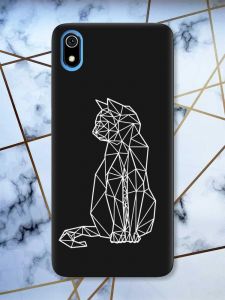 Матовий чорний чохол на Xiaomi Redmi 7A Котик принт 125